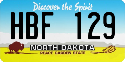 ND license plate HBF129