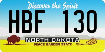 ND license plate HBF130