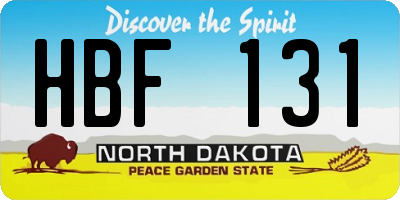 ND license plate HBF131
