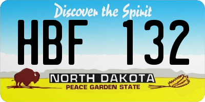 ND license plate HBF132