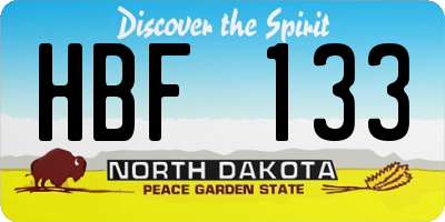 ND license plate HBF133