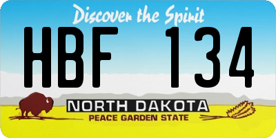 ND license plate HBF134