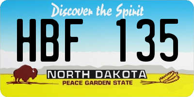 ND license plate HBF135