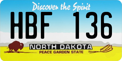 ND license plate HBF136