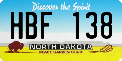 ND license plate HBF138