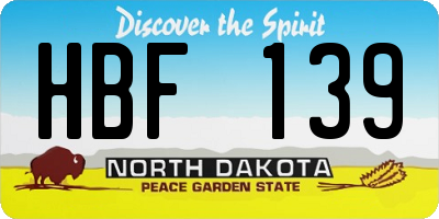 ND license plate HBF139