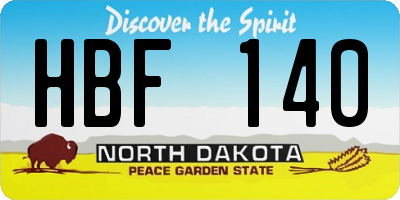 ND license plate HBF140