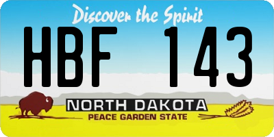 ND license plate HBF143