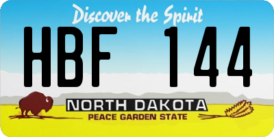 ND license plate HBF144