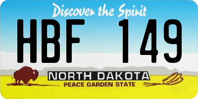 ND license plate HBF149