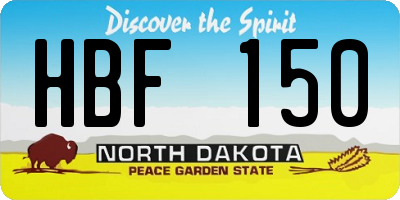 ND license plate HBF150