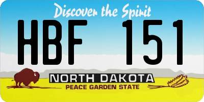 ND license plate HBF151