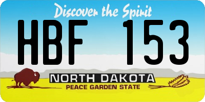 ND license plate HBF153