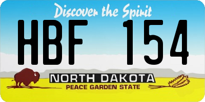 ND license plate HBF154