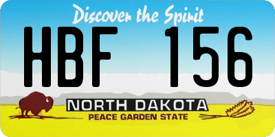 ND license plate HBF156
