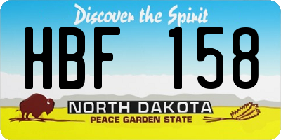 ND license plate HBF158
