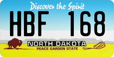 ND license plate HBF168