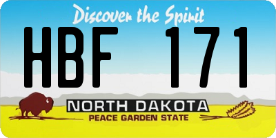 ND license plate HBF171