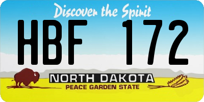 ND license plate HBF172