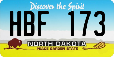 ND license plate HBF173