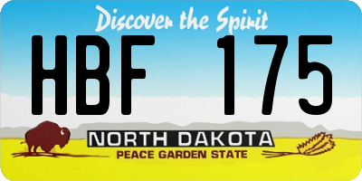 ND license plate HBF175