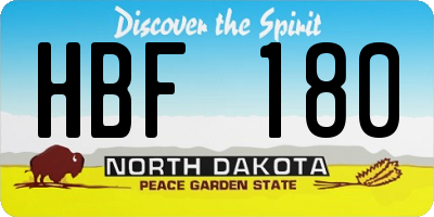 ND license plate HBF180