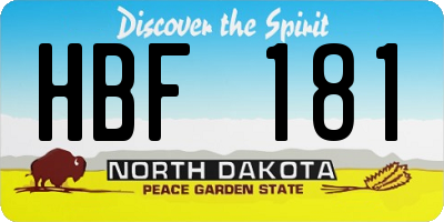ND license plate HBF181
