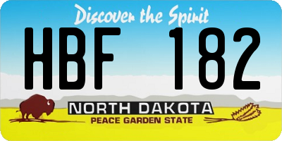 ND license plate HBF182