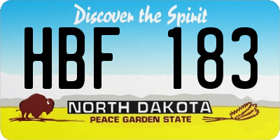 ND license plate HBF183