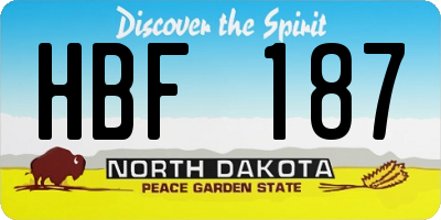 ND license plate HBF187