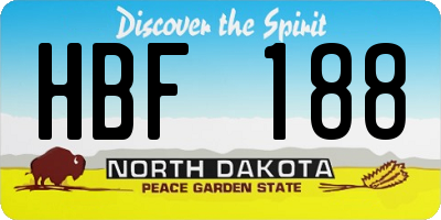 ND license plate HBF188