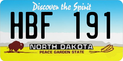 ND license plate HBF191