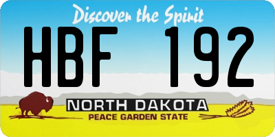 ND license plate HBF192