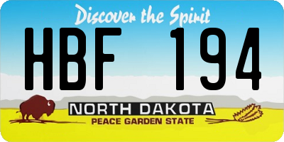 ND license plate HBF194