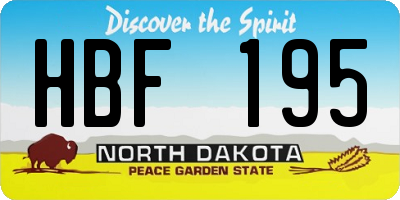 ND license plate HBF195