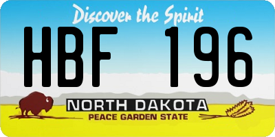 ND license plate HBF196