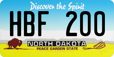 ND license plate HBF200