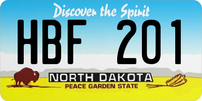 ND license plate HBF201