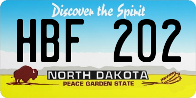 ND license plate HBF202