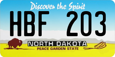 ND license plate HBF203