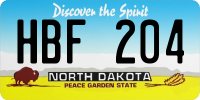 ND license plate HBF204