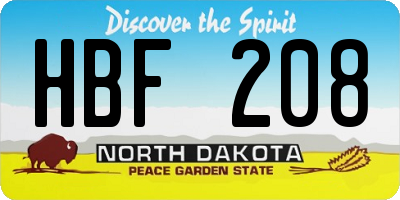 ND license plate HBF208