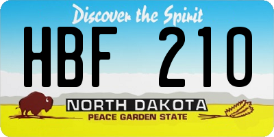 ND license plate HBF210