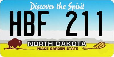 ND license plate HBF211