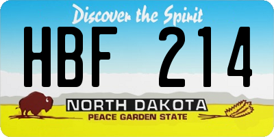 ND license plate HBF214