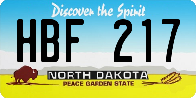ND license plate HBF217
