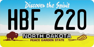 ND license plate HBF220