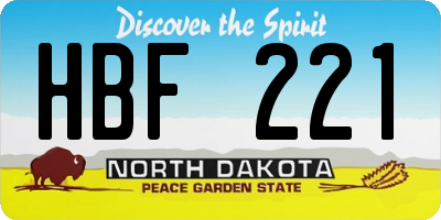 ND license plate HBF221