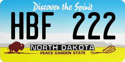 ND license plate HBF222