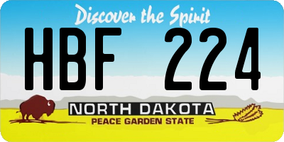 ND license plate HBF224